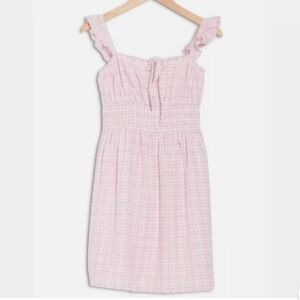 WAYF Smocked Waist Mini Dress In Pink Gingham